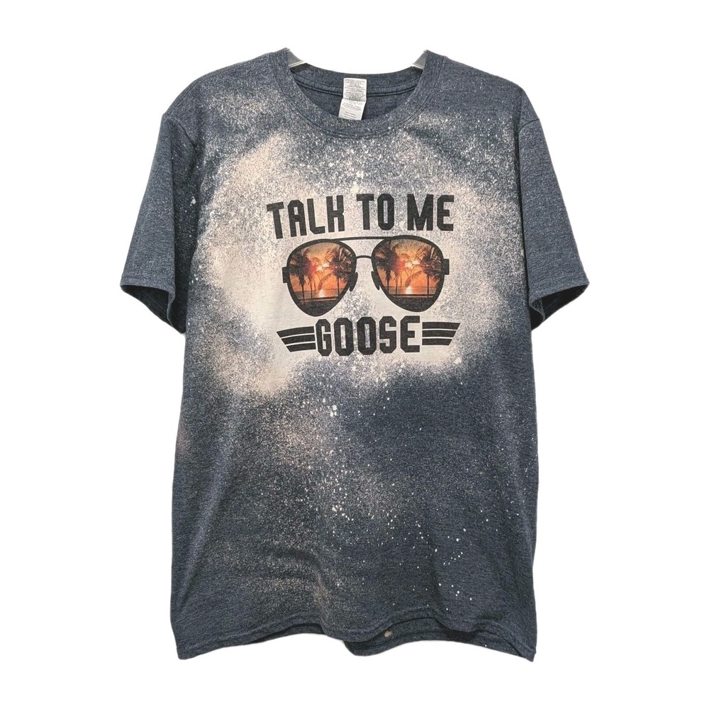 Talk To Me Goose Graphic T Shirt Bleach‎ Splatter Design Men L  Women XL Gildan